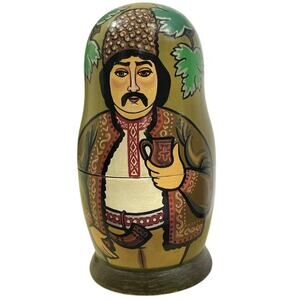 Vtg BIG 5-Pc Matryoshka Nesting Doll 1992 Signed Backakoba H Russian Painted